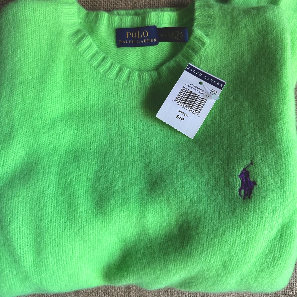 NWT Neon Green Ralph Lauren Sweater Size Small